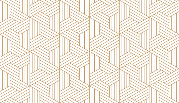 Luxury geometric seamless art deco pattern gold hexagon with striped line, png with transparent background.