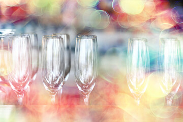 empty glass glasses group, dishes in the restaurant, table clean serving
