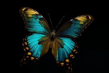 Fototapeta na wymiar butterfly on black background. Generative AI.