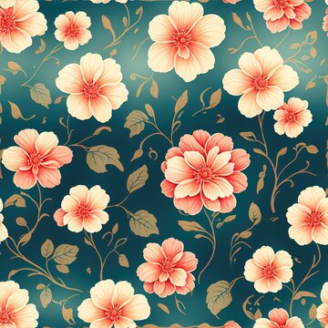Seamless pattern of Beautiful flowers close-up as a background.