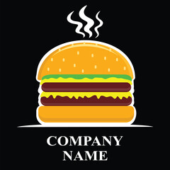 illustration design of burger with black background for logo or t shirts