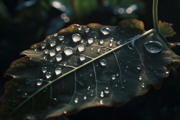 drops on leaf. Generative AI.