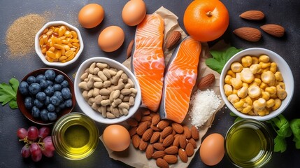 Food rich in vitamin D. Generative AI - obrazy, fototapety, plakaty