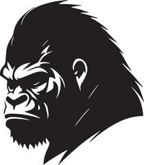 black and white illustration of a gorilla, gorilla head tattoo