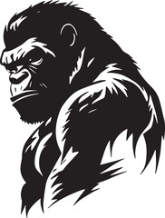 black and white illustration of a gorilla