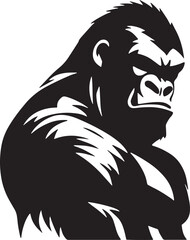 black and white illustration of a gorilla