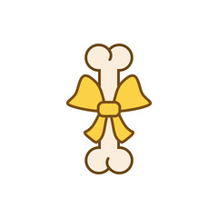A dog bone with a ribbon bow. Gift bone. 
