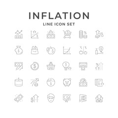 Obraz na płótnie Canvas Set line icons of inflation