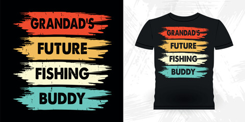 Fototapeta premium Grandad's Future Fishing Buddy Funny Fishing Fisherman Retro Vintage Fish T-shirt Design 