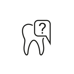 Human tooth with talk chat or speech bubble and question mark. Symbol of online consultation and dental care.