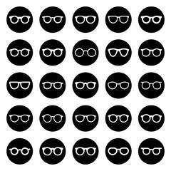 Eyeglasses circle vector icon collection