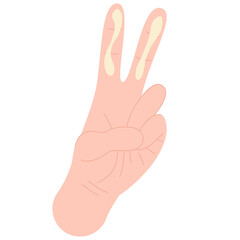Hand with SPF cream on two fingers. How much to apply sunscreen cream on a face. Skin care routine.	
