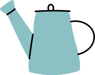 Simple blue watering can. Cartoon flat vector illustration. © Oleksandra Bezverkha