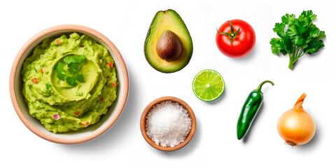 Guacamole sauce ingredients Avocados, lime juice, cilantro, jalapeno, tomatoes, onions, and salt