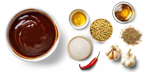 Hoisin Sauce ingredients Soybeans, vinegar, sugar, garlic, sesame oil, chili peppers, and spices, transparent