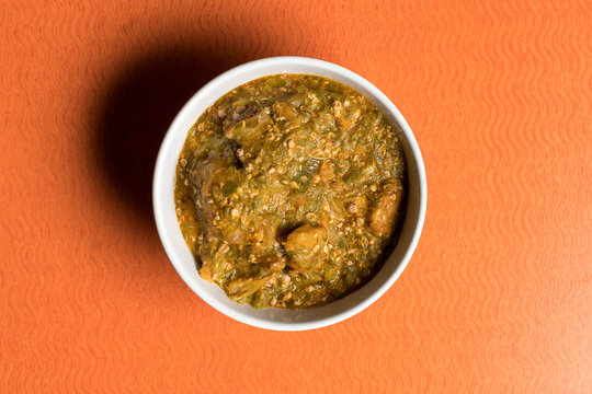Nigerian egusi soup made with ground melon seeds