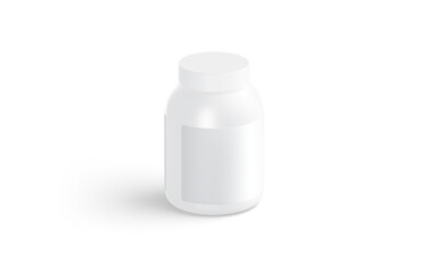 Blank white big protein can mockup, side view