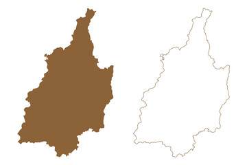 Leibnitz district (Republic of Austria or Österreich, Styria, Steiermark or Štajerska state) map vector illustration, scribble sketch Bezirk Leibnitz map