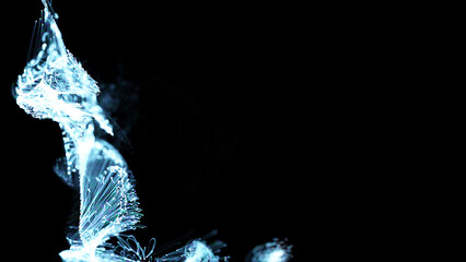 3D rendering of a colorful abstract stylish particle and plexus system on a dark background