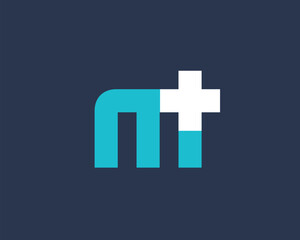 Letter M cross plus medical logo icon design template elements