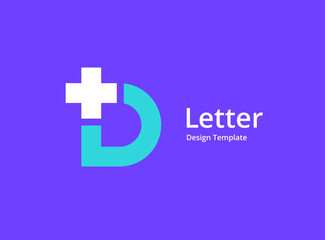 Letter D cross plus medical logo icon design template elements
