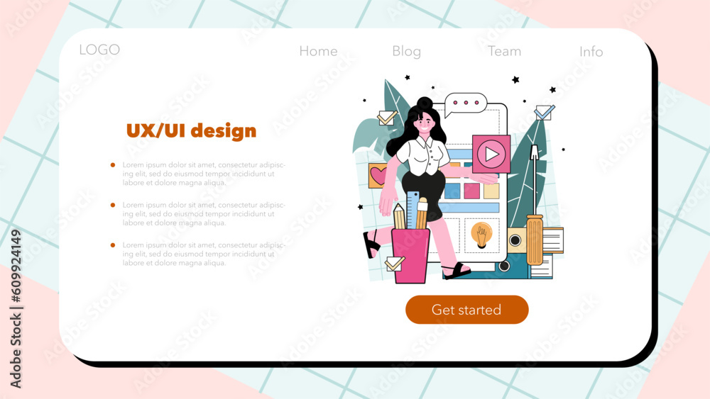 Poster ux and ui designer web banner or landing page. app or website