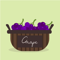 Flat Design Illustration Grape  in a Basket	