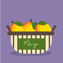 Flat Design Illustration Mango in a Basket	