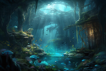 fantasy under water landscape ai generative