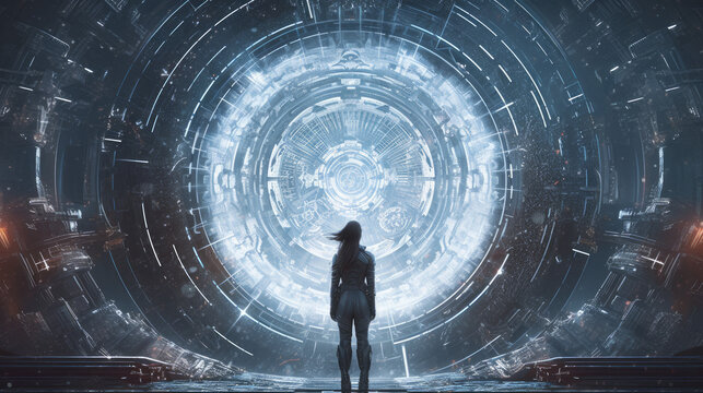 stargate warp door tunnel of energy teleportation - by generative ai