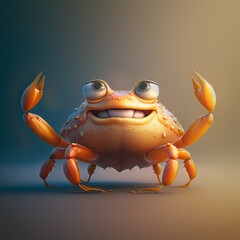 Cute Cartoon crab Character. Generative Ai