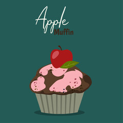 Flat Design Illustration with Apple Muffin 