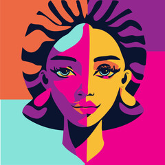 Woman face. Black Lives Matter. Banner. Male and Female face close up. background with copy space, Design for posters, party invitations, t-shirt prints, media events.