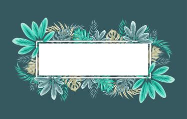 frame with flowers and leaves