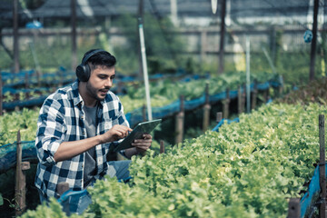 Farming worker enhance healthy work-life balance by listening to music and moving body to the beat and rhythm. Designing flexible working schedule, taking breaks to rest, recharge energy and vitality