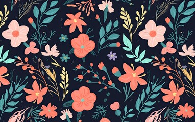 Seamless floral pattern. Generative AI.