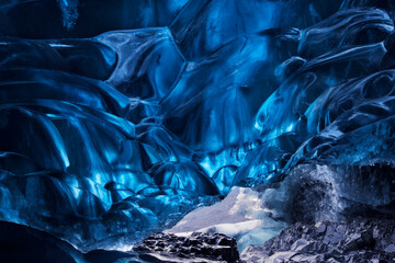 Ice cave in Iceland in winter