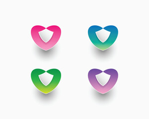 Love with shield simple logo template