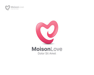 Pink love with creative gradient logo