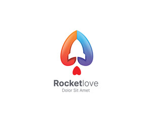 Rocket love with colorful gradient logo