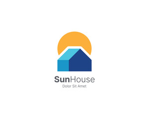 Sun house with simple colorful logo