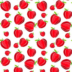 seamless pattern with painted strawberry and berry