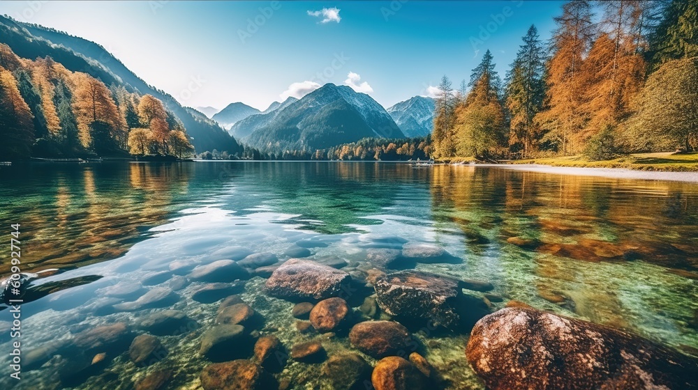 Poster lake in the mountains