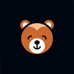 Vector illustration with cute little bear face isolated