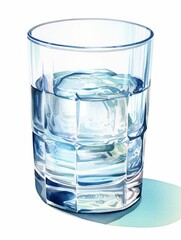 Glass of Water Hydration Self-Care Illustration [Generative AI]