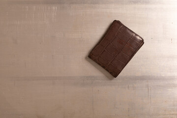 Man hand open an empty wallet on white background