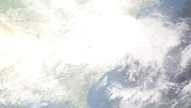 Zoom in from space and focus on Thomasville, North Carolina, USA. 3D Animation. Background for travel intro. Elements of this image furnished by NASA