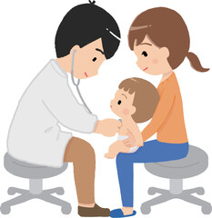 病院で診察を受けている赤ちゃん
