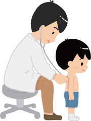 内科検診をうける子ども
