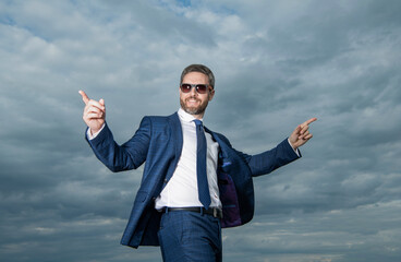 happy businessman in business suit. photo of businessman in suit.